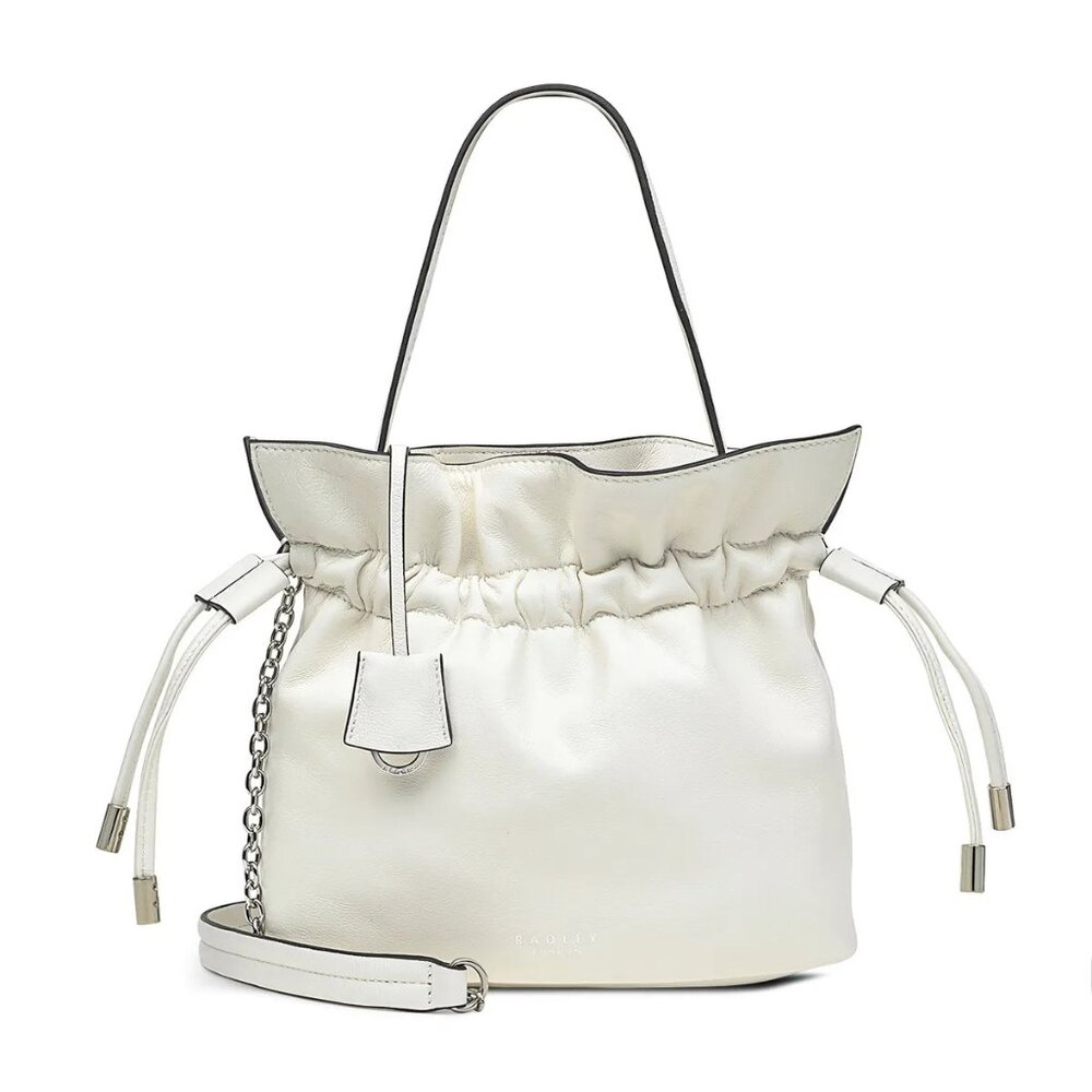 NWOT Radley London Leather Bucket Bag White Loewe Flamenco Liffner Wedding Guest
